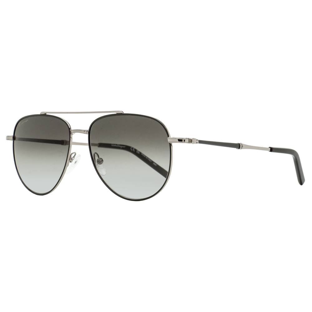 Ferragamo Double Bridge Sunglasses SF226S 086 Black/Ruthenium 58mm